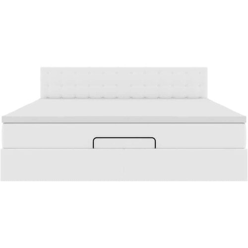 VidaXL Okvir kreveta s madracem čisto bijela 180x200cm umjetna koža Slike