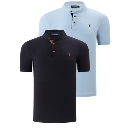 Dewberry DUO SET T8560 MEN'S T-SHIRT-LIGHT BLUE-BLACK Cijene