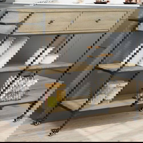 VidaXL Kuhinjska kolica boja hrasta 105 x 42 x 95 cm konstruirano drvo Slike