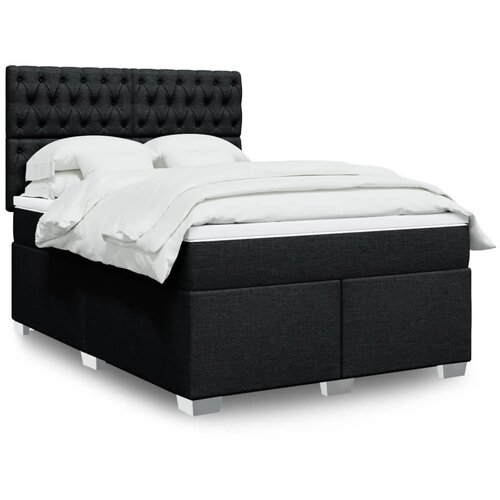 vidaXL Box spring postelja z vzmetnico črna 160x200 cm blago Cene