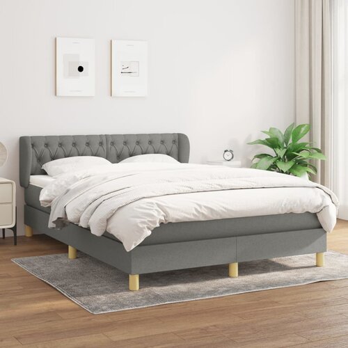 The Living Store Box spring posteljni z vzmetnico temno siv 140x190 cm blago - Box Spring Postelja, (21515390) Slike