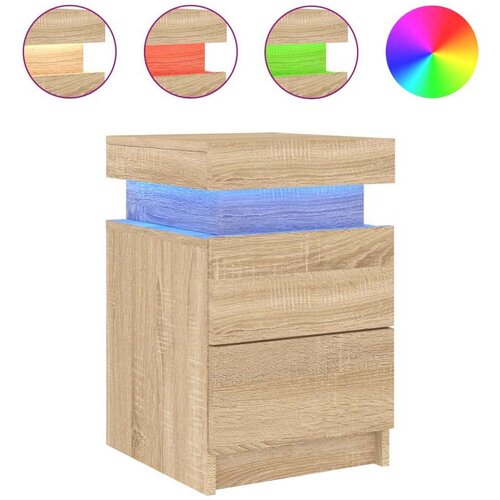 VidaXL Noćni ormarići s LED svjetlima 2 kom boja hrasta 35x39x55 cm Slike