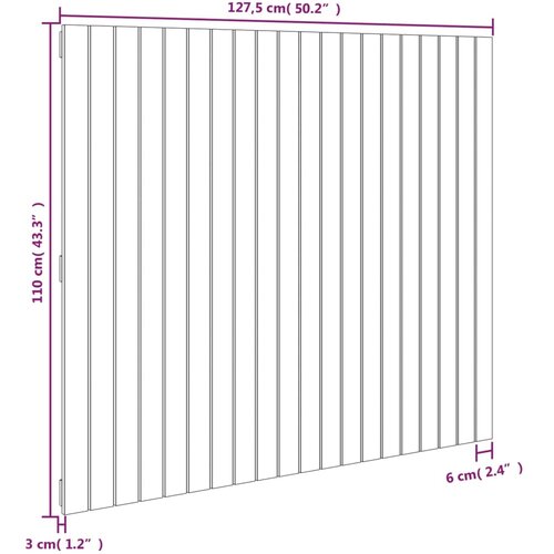  Uzglavlje za krevet Crno 127,5x3x110 cm od masivne borovine Slike