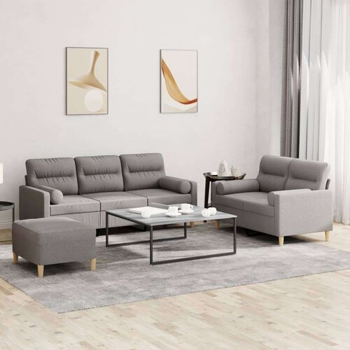  3-dijelni set sofa s jastucima smeđesivi od tkanine Cijene