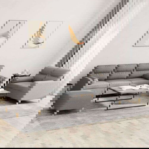  3-dijelni set sofa s jastucima smeđesivi od tkanine Cene
