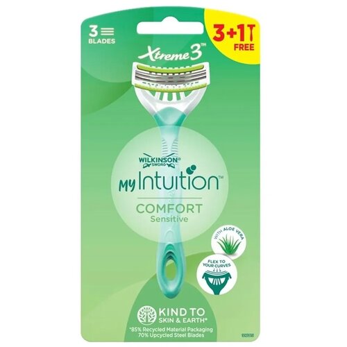 Wilkinson Ženski brijači Xtreme 3 My Intuition Comfort Sensitive, 4 komada, Zeleni Slike