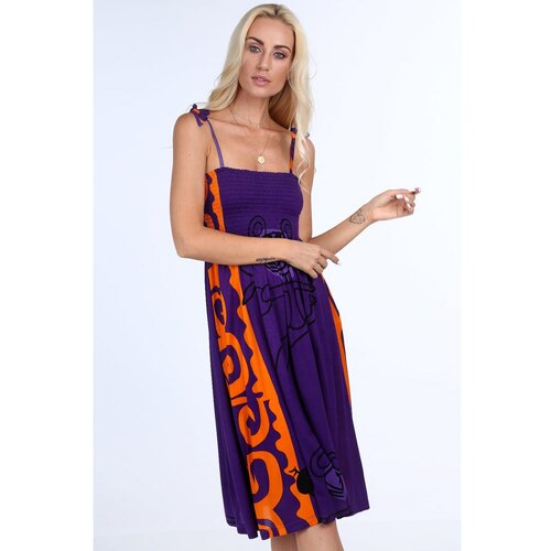 Fasardi Purple casual dress with patterns Slike