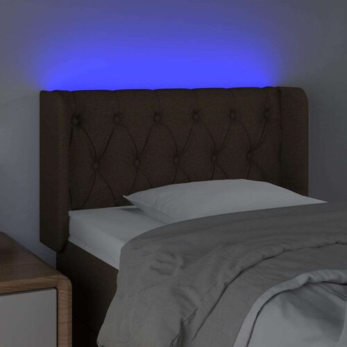 vidaXL LED posteljno vzglavje temno rjavo 83x16x78/88 cm blago Cene