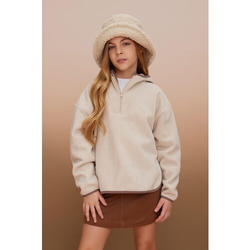 Defacto girl's Oversize Fit Hooded Plush Sweatshirt Cene