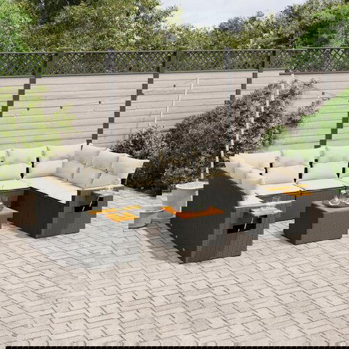 vidaXL 10-dijelni set vrtnih sofa s jastucima crni od poliratana Cijene