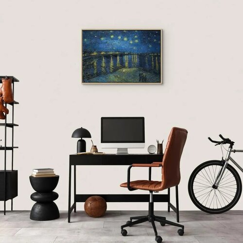  Slika - Vincent van Gogh &amp;ndash; Starry Night Over the Rh&amp;ocirc;ne 60x40 U prirodnom drvenom okviru Slike