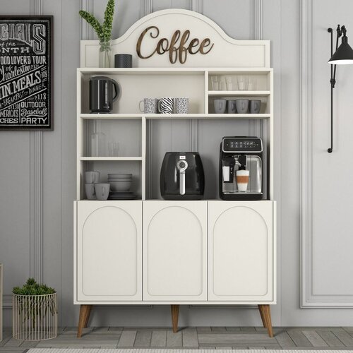 Hanah home komoda lyon 120 - cream, walnut creamwalnut coffee bar cabinet Cene
