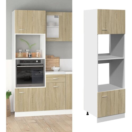 VidaXL Omarica za mikrovalovno pečico sonoma hrast 60x57x207 cm Slike