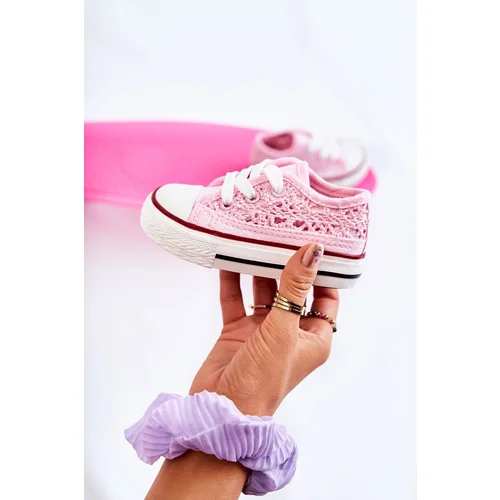 FR1 Children's Sneakers With Lace Pink Roly-Poly