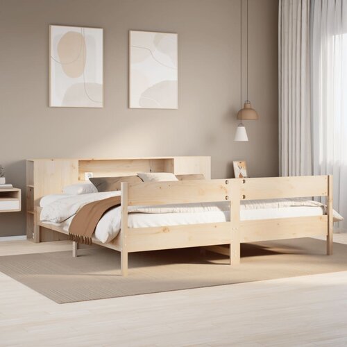 VidaXL Krevet s regalom za knjige bez madraca 180x200 cm od borovine Slike