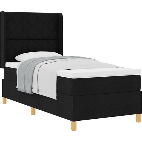 vidaXL Box Spring postelja z vzmetnico Črna 100x200 cm Tkanina, (22081076) Cene