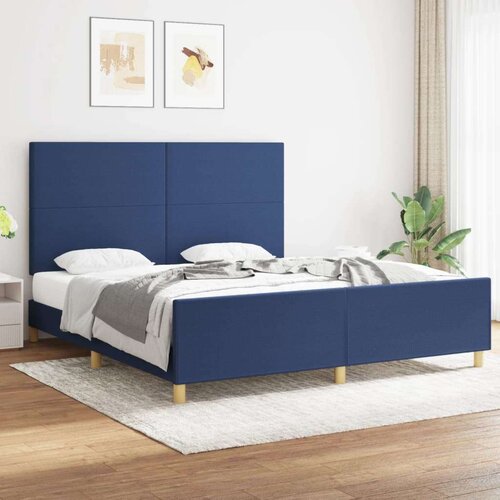  Posteljni okvir z vzglavjem moder 180x200 cm blago, (20907204) Slike