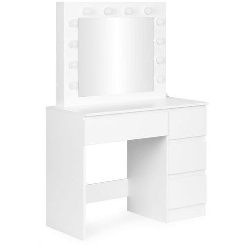  Kozmetički toaletni stolić s ogledalom i LED rasvjetom, 4 ladice + stolica, ModernHome Slike