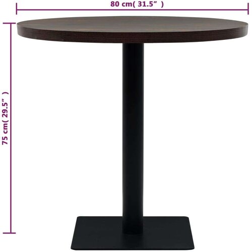 VidaXL okrugli stol za bistro od mdf-a i čelika 80x75 cm tamni pepeljasti Slike