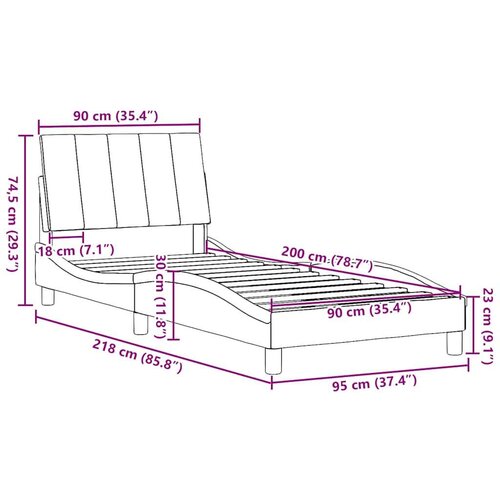  Okvir za krevet bez madraca krem 90x200cm od tkanine - Krema 90 x 200 cm Slike