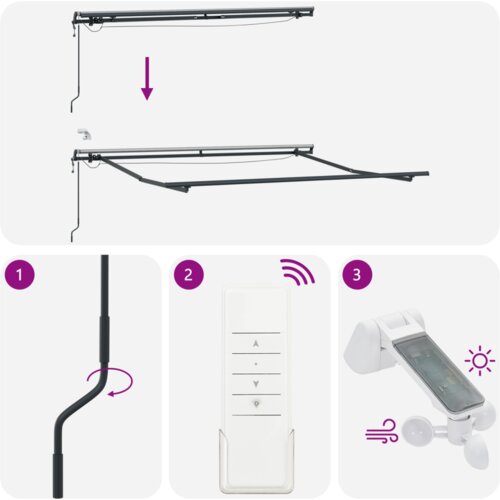 vidaXL Automatska Uvlačiva Tenda s LED Crna 300x250 cm, Zamjenska Tenda za okvir 3x2,5 m Crna Cijene