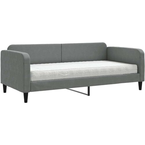 VidaXL Dnevni krevet s madracem tamnosivi 90 x 190 cm od tkanine Slike