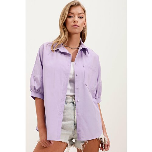 Bigdart 20213 Oversize Short Sleeve Basic Shirt - Lilac Slike
