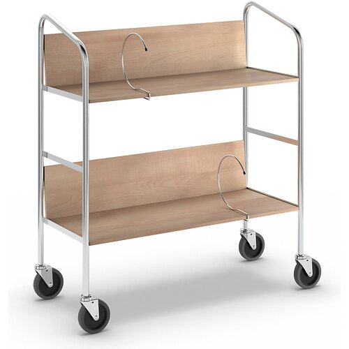HelgeNyberg kromiran voziček za fascikle, 2 polici, dxšxv 800 x 340 x 840 mm, imitacija bukve Cene