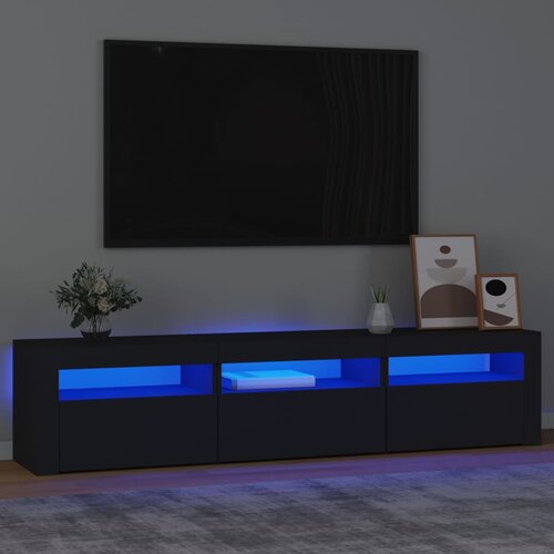 vidaXL TV omarica z LED lučkami črn 180x35x40 cm Cene