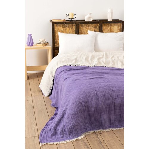  Muslin yarn dyed - damson damson double bedspread Cene
