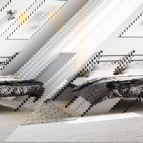 VidaXL Metalni okvir za krevet s uzglavljem crni 140x200 cm Slike