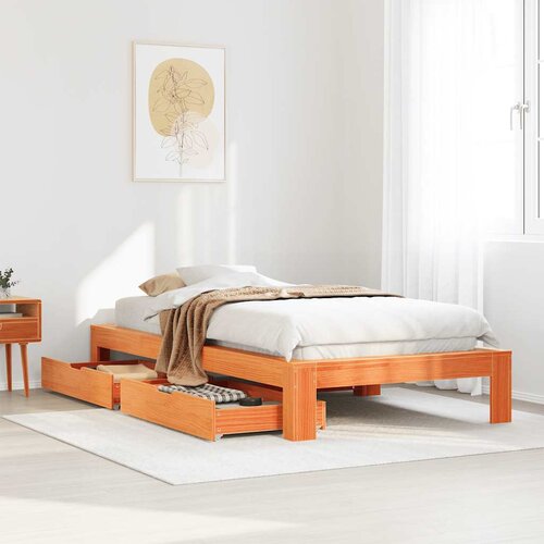 Furnova Posteljni okvir brez vzmetnice vo&amp;scaron;čeno rjav 75x190 cm borovina, (21942283) Slike