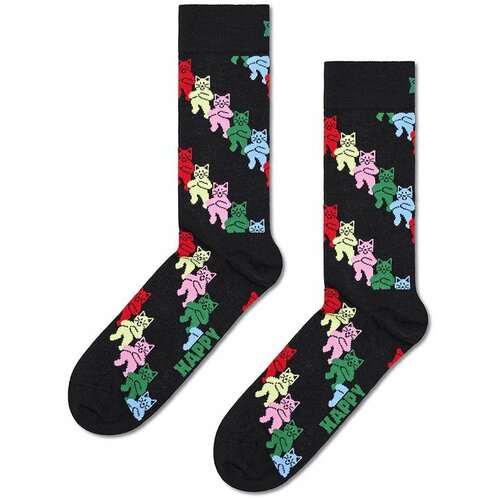 Happy Socks ženske čarape Dancing Cats crna barva Slike