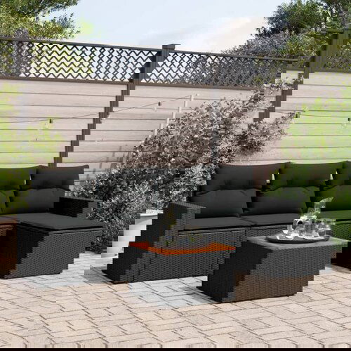 vidaXL 6-dijelni set vrtnih sofa s jastucima crni od poliratana Cijene