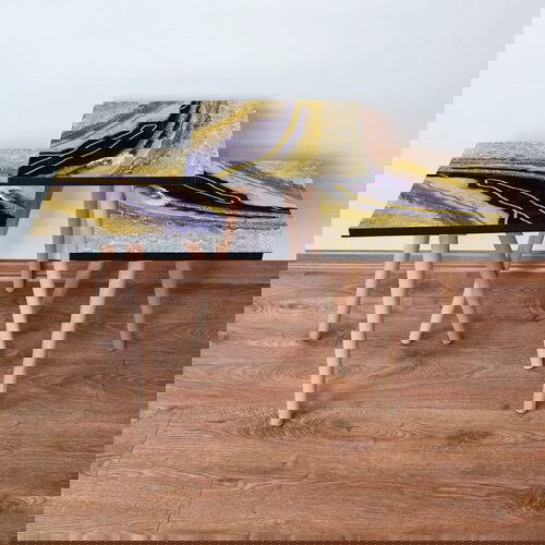 Hanah home 3Shp114 - navy blue navy bluegoldwhite nesting table (3 pieces) Cene