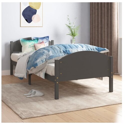  Posteljni okvir temno siv iz trdne borovine 90x200 cm Slike