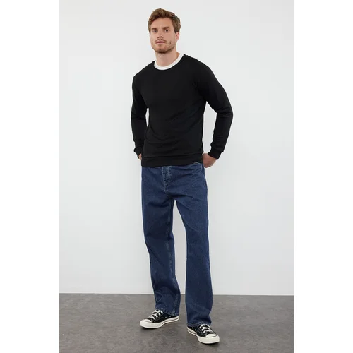 Trendyol Black Regular Cut Textured Panel Detailed Sweatshirt