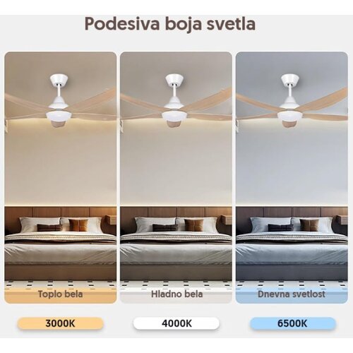 Prosto beli plafonski ventilator 142cm, 5 elisa, led CFB5605L-5/50WH Slike