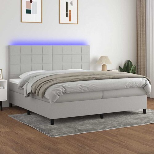  box spring s madracem LED svjetlosivi 200x200 cm tkanina Cene