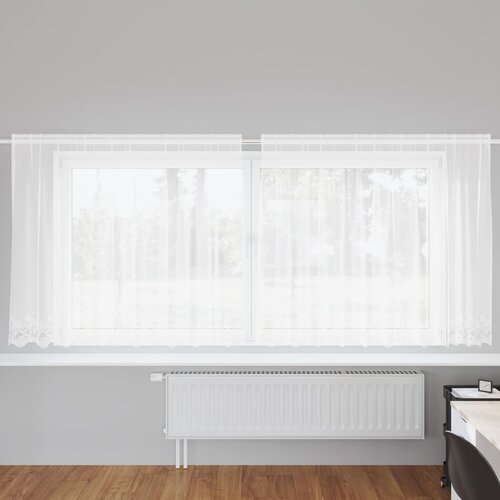  Čipkasta zavjesa sa zavjesama Bijelo 300 x 140 cm Poliester Cene