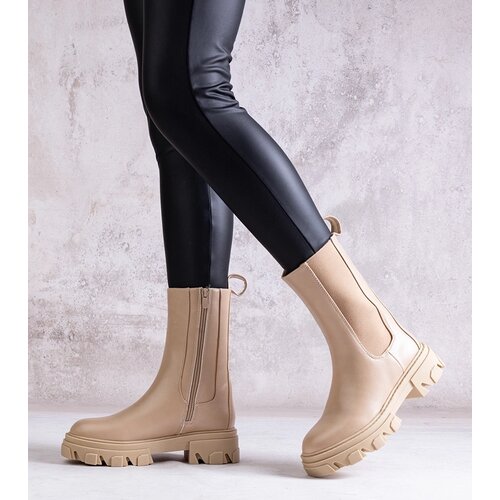 Gemre Beige high ankle boots made of eco leather Manera Cene