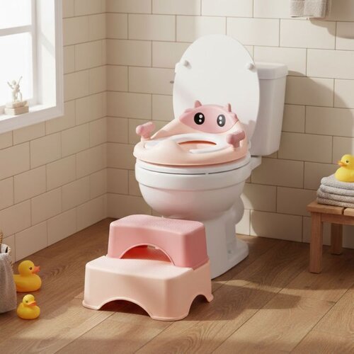 ECO TOYS adapter za wc &amp;scaron;olju sa stepenicama i platformom za decu, roze Slike