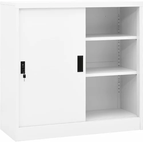 vidaXL Pisarniška omara z drsnimi vrati bela 90x40x90 cm jeklo