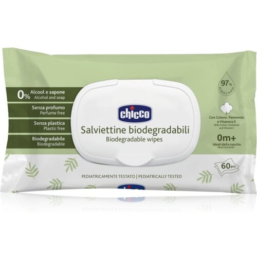 Chicco Biodegradable Baby Wipes otro&amp;scaron;ki nežni vlažni robčki 60 kos Slike