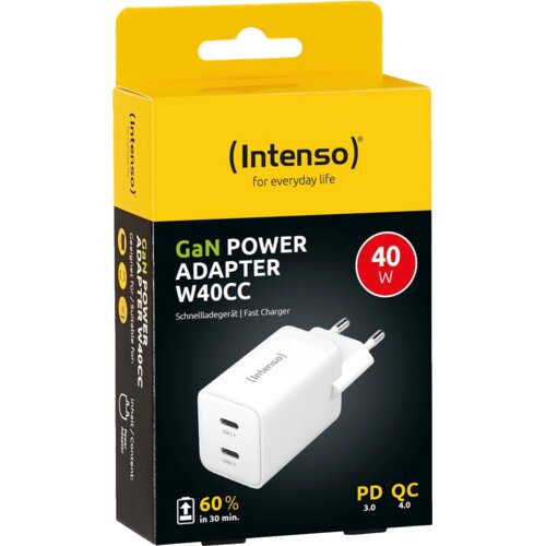 Intenso Punjač kučni, brzi, 2 x USB-C, 3A, 40W - Power Adapter W40CC GaN Cijene