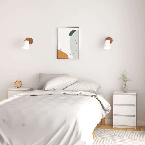 vidaXL noćni ormarići 2 kom bijeli 40 x 29,5 x 64 cm masivna borovina Cene