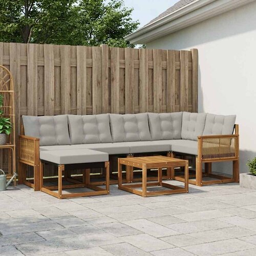  Set vanjskih sofa 7 kom. Prirodna i svjetlosiva Cene