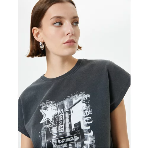 Koton Printed T-Shirt Short Sleeve Crew Neck Cotton Standard Fit