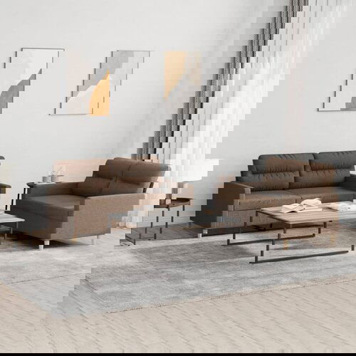 vidaXL Sedežna garnitura 2-delna z blazinami rjavo blago Cene