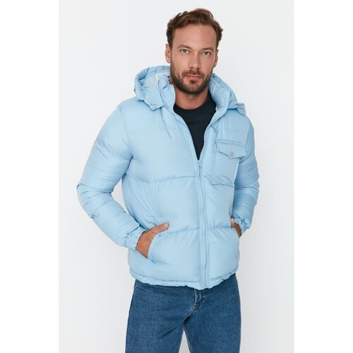 Trendyol Blue Men's Regular Fit Hooded Large Single Pocket Windproof Jacket Cene